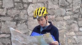 Michael studies the map at Cheddar Youth Hostel